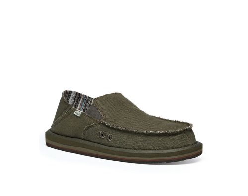 Chaussures Sanuk Vagabond Soft Top Hemp Collapsible Heel Homme - Vert Olive QZROMF106